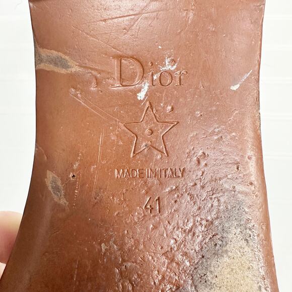 Christian Dior Dway Slides Black Navy Embroidered Logo Sandals 41 Slip-On Flats - Picture 4 of 7